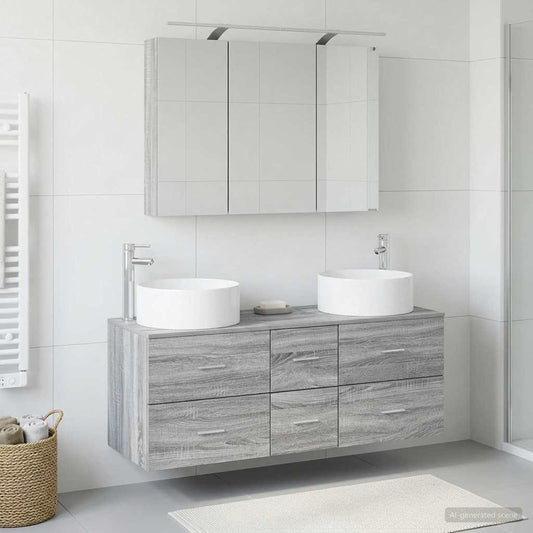 Bathroom Furniture Set 4 pcs Grey Sonoma 100 x 14.5 x 70 cm