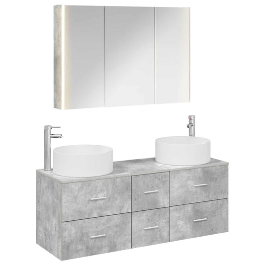 Bathroom Furniture Set 4 pcs Concrete Grey