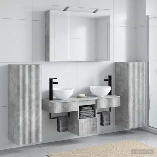 Bathroom Furniture Set 6 pcs Concrete Grey