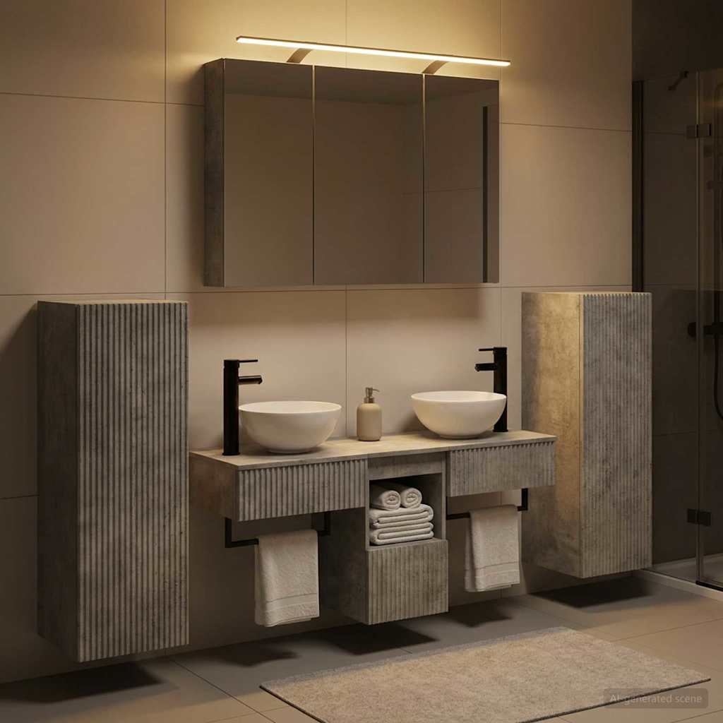 Bathroom Furniture Set 6 pcs Concrete Grey