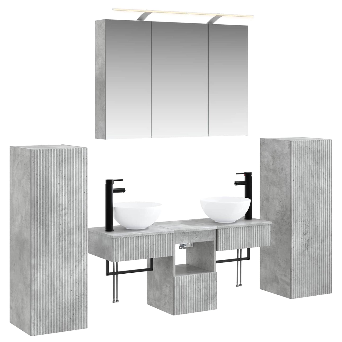 Bathroom Furniture Set 6 pcs Concrete Grey