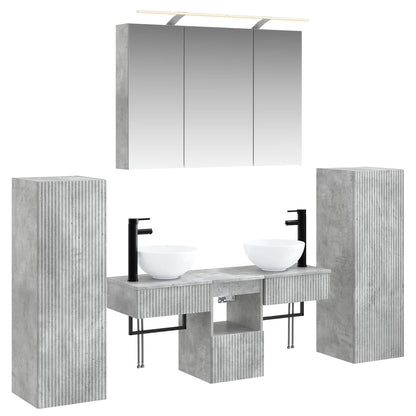 Bathroom Furniture Set 6 pcs Concrete Grey