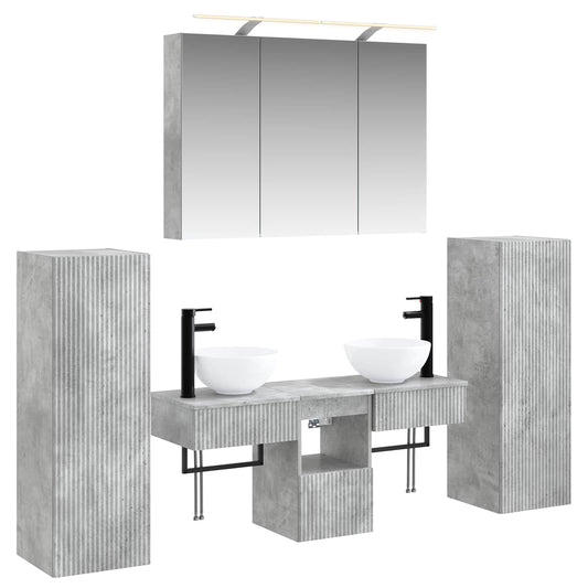 Bathroom Furniture Set 6 pcs Concrete Grey