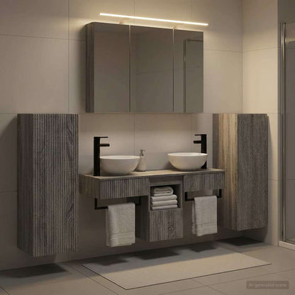 Bathroom Furniture Set 6 pcs Grey Sonoma