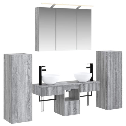 Bathroom Furniture Set 6 pcs Grey Sonoma