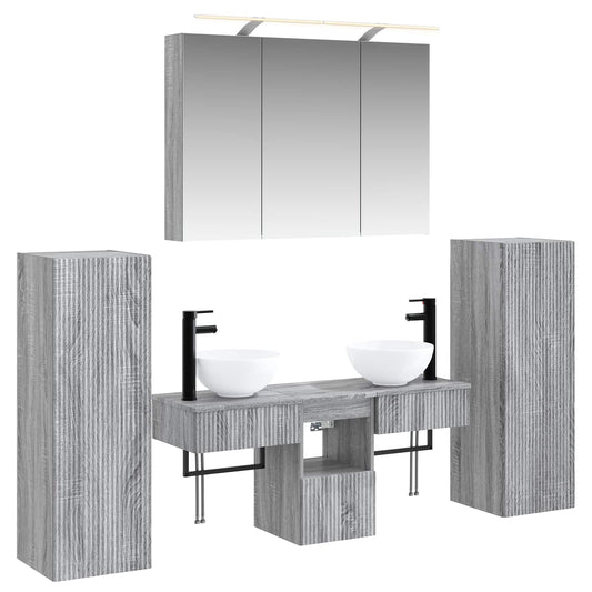 Bathroom Furniture Set 6 pcs Grey Sonoma