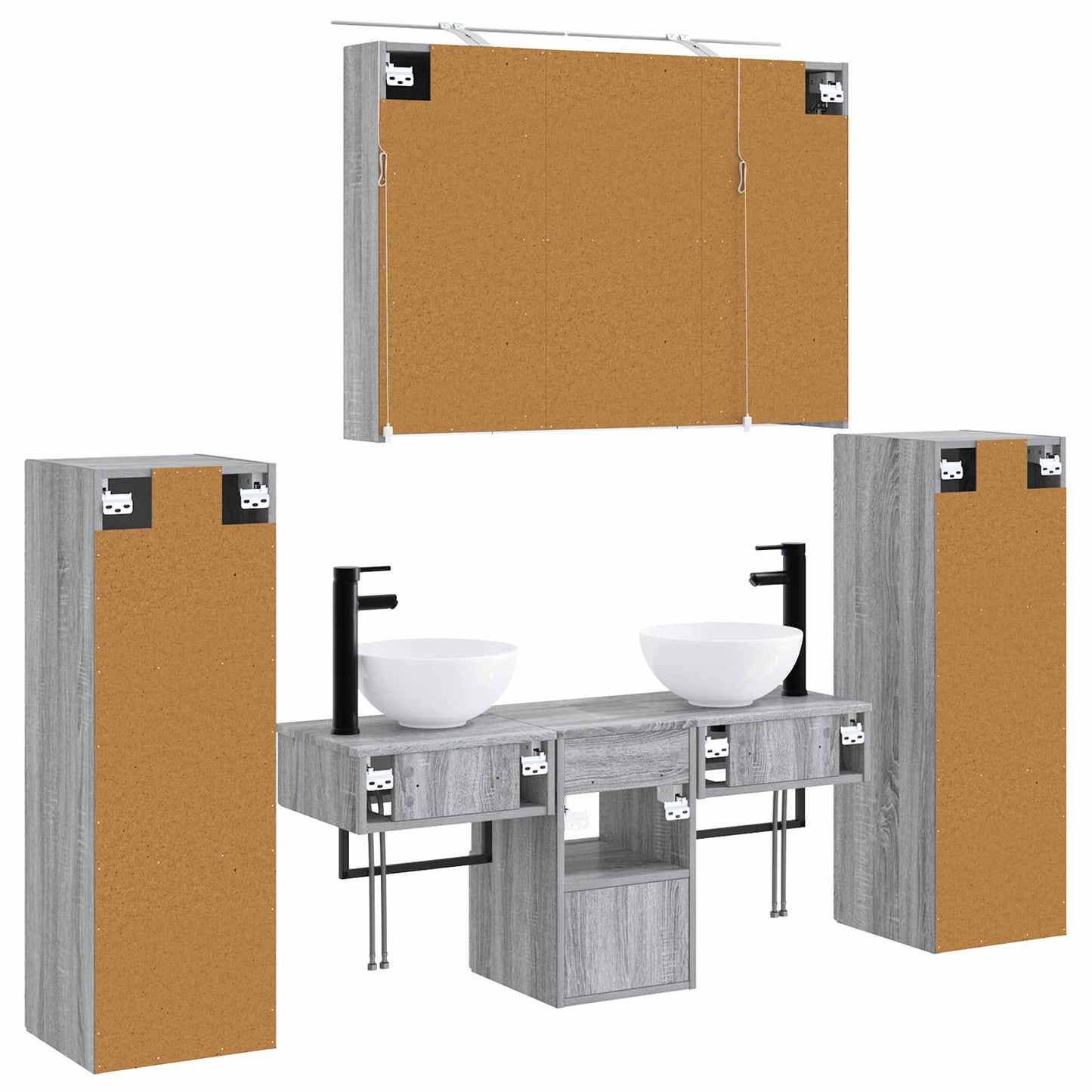 Bathroom Furniture Set 6 pcs Grey Sonoma