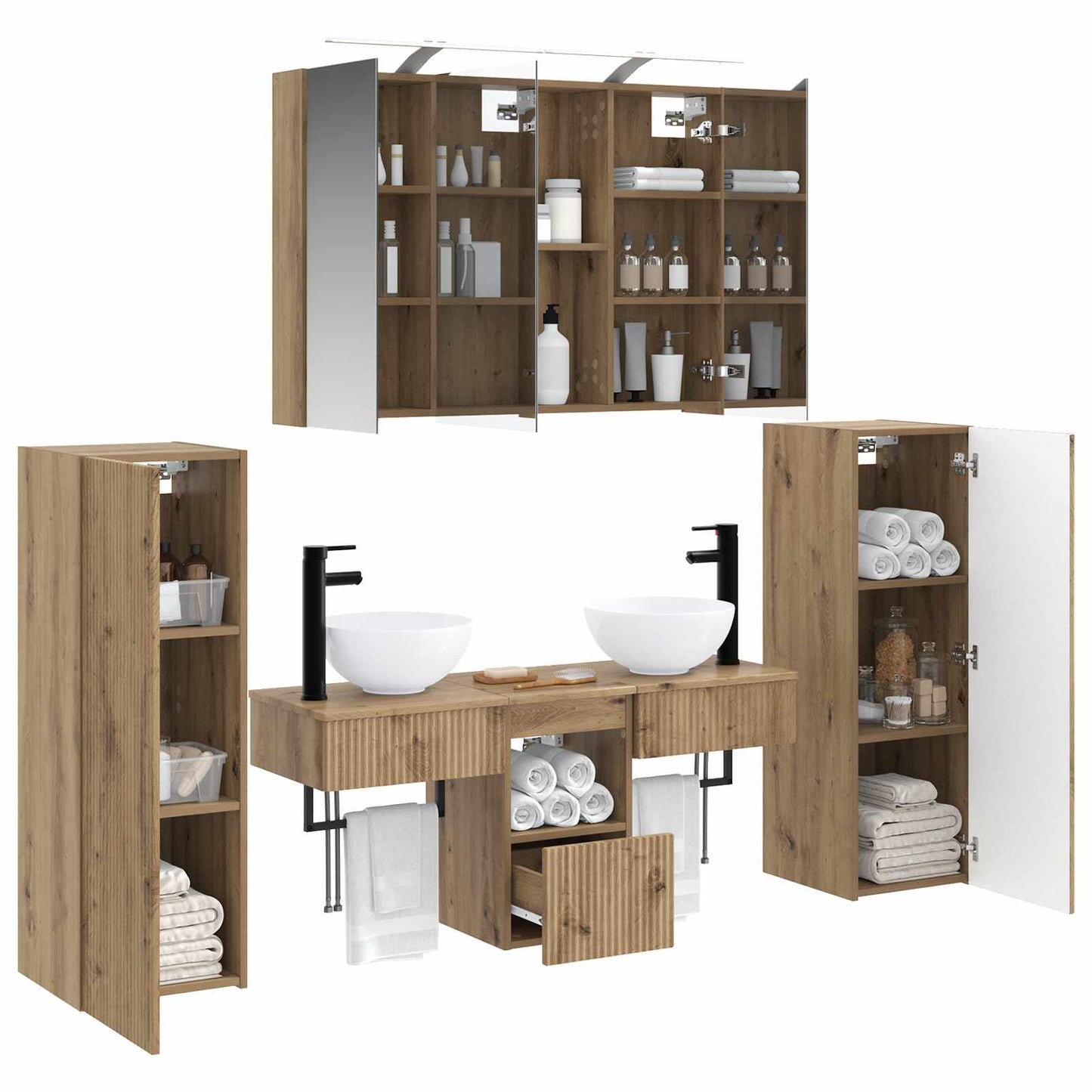 Bathroom Furniture Set 6 pcs Artisan Oak