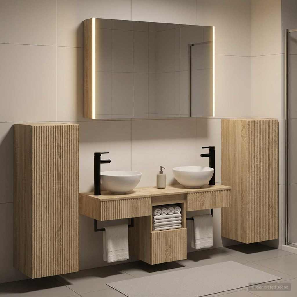 Bathroom Furniture Set 6 pcs Sonoma Oak