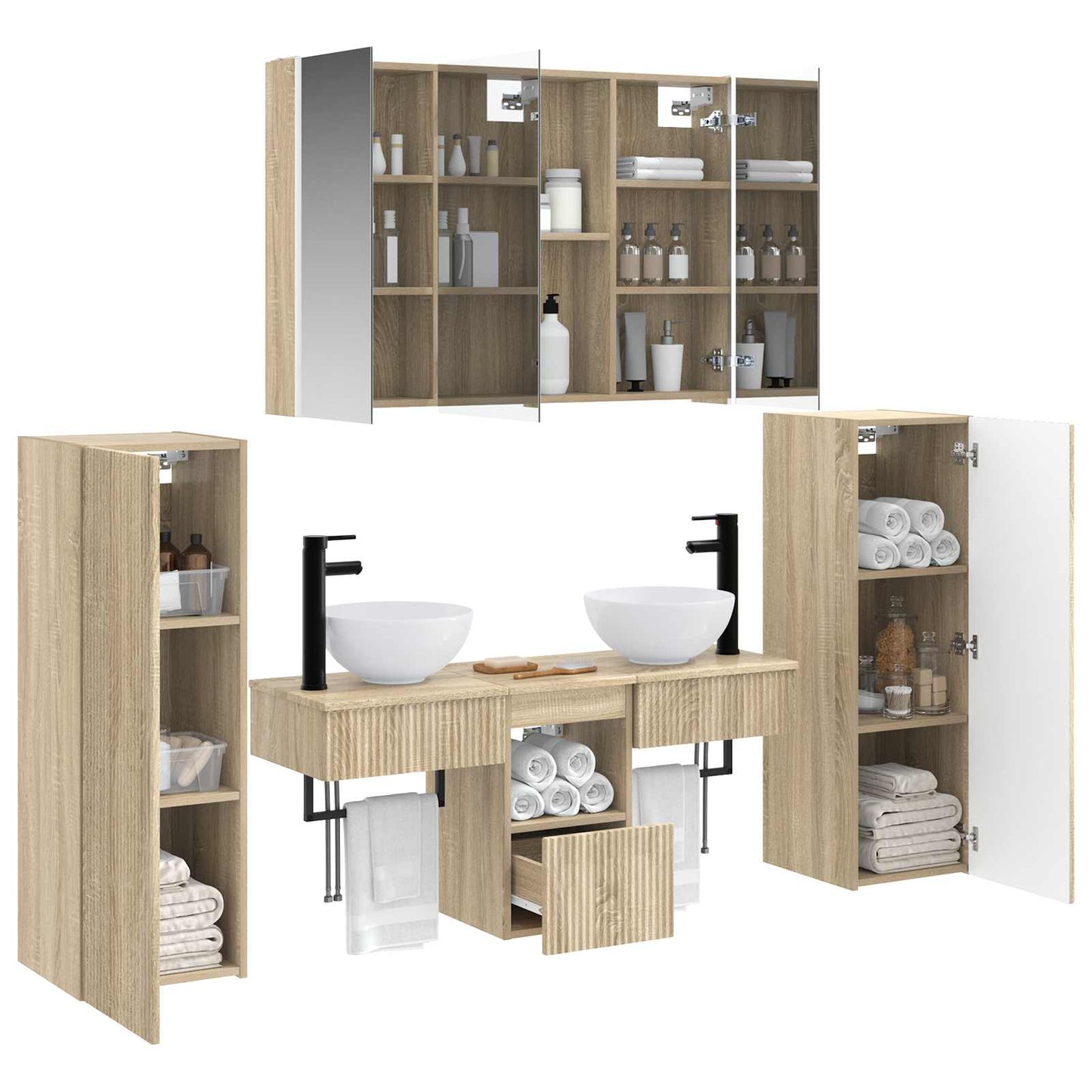 Bathroom Furniture Set 6 pcs Sonoma Oak