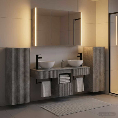 Bathroom Furniture Set 6 pcs Concrete Grey
