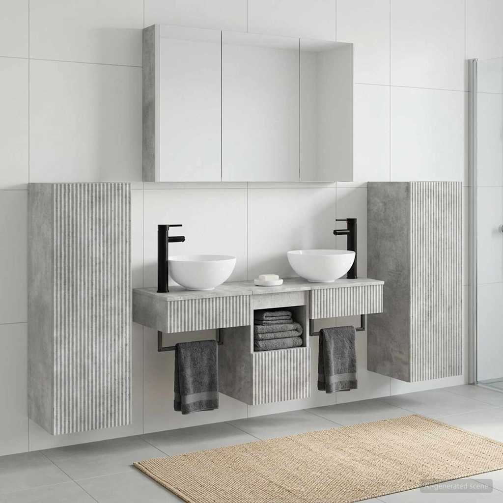 Bathroom Furniture Set 6 pcs Concrete Grey