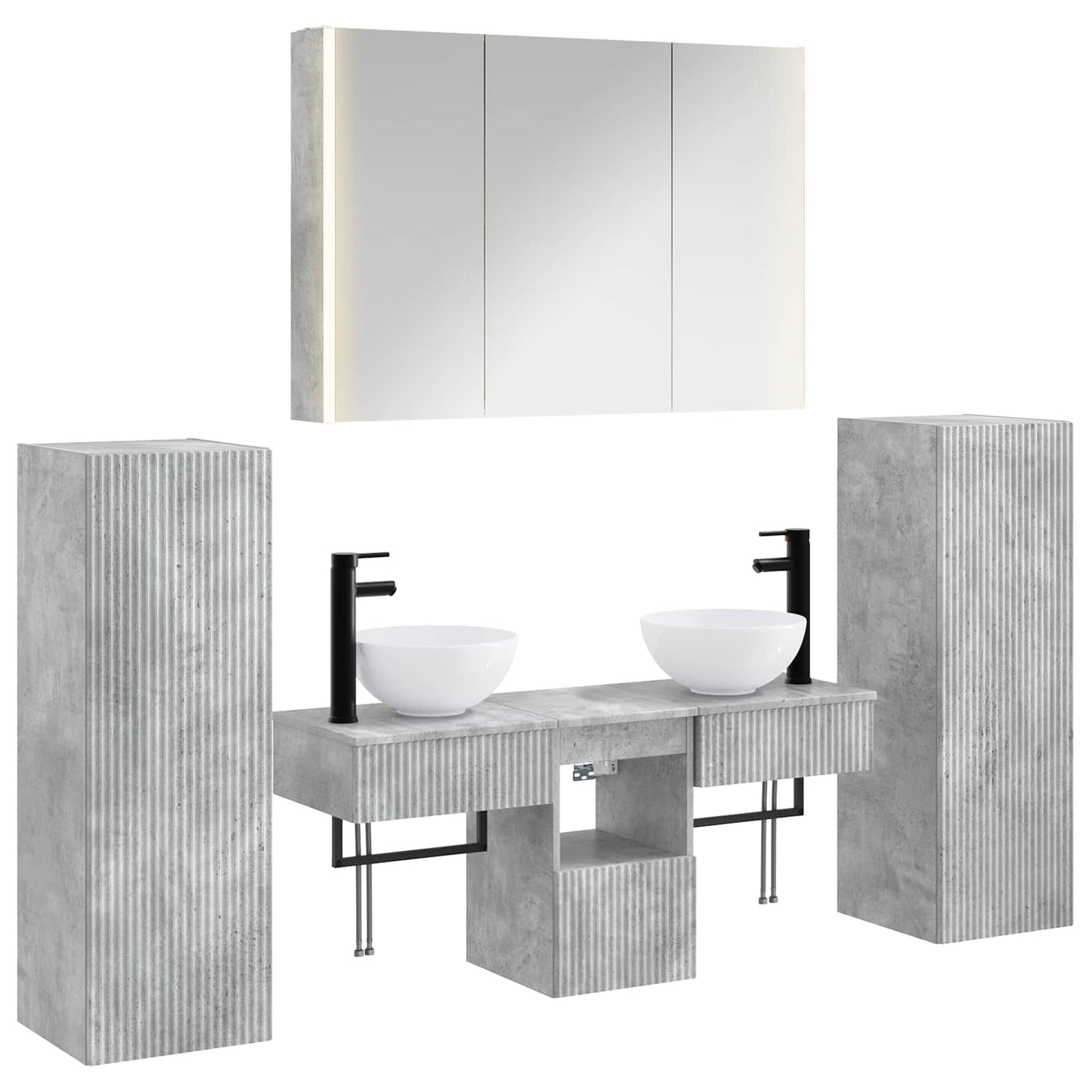 Bathroom Furniture Set 6 pcs Concrete Grey