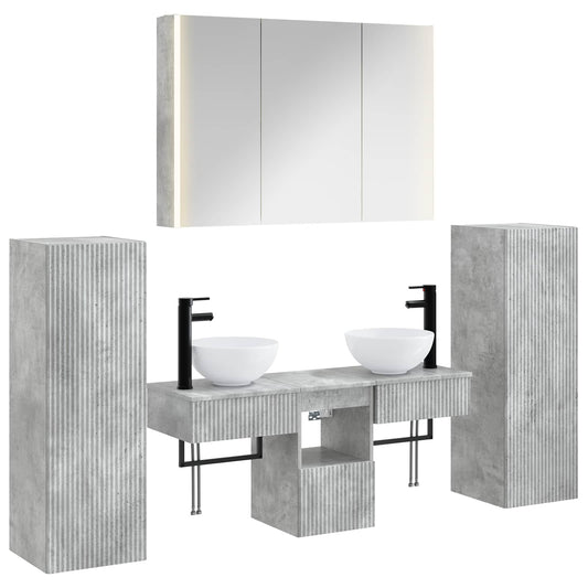 Bathroom Furniture Set 6 pcs Concrete Grey