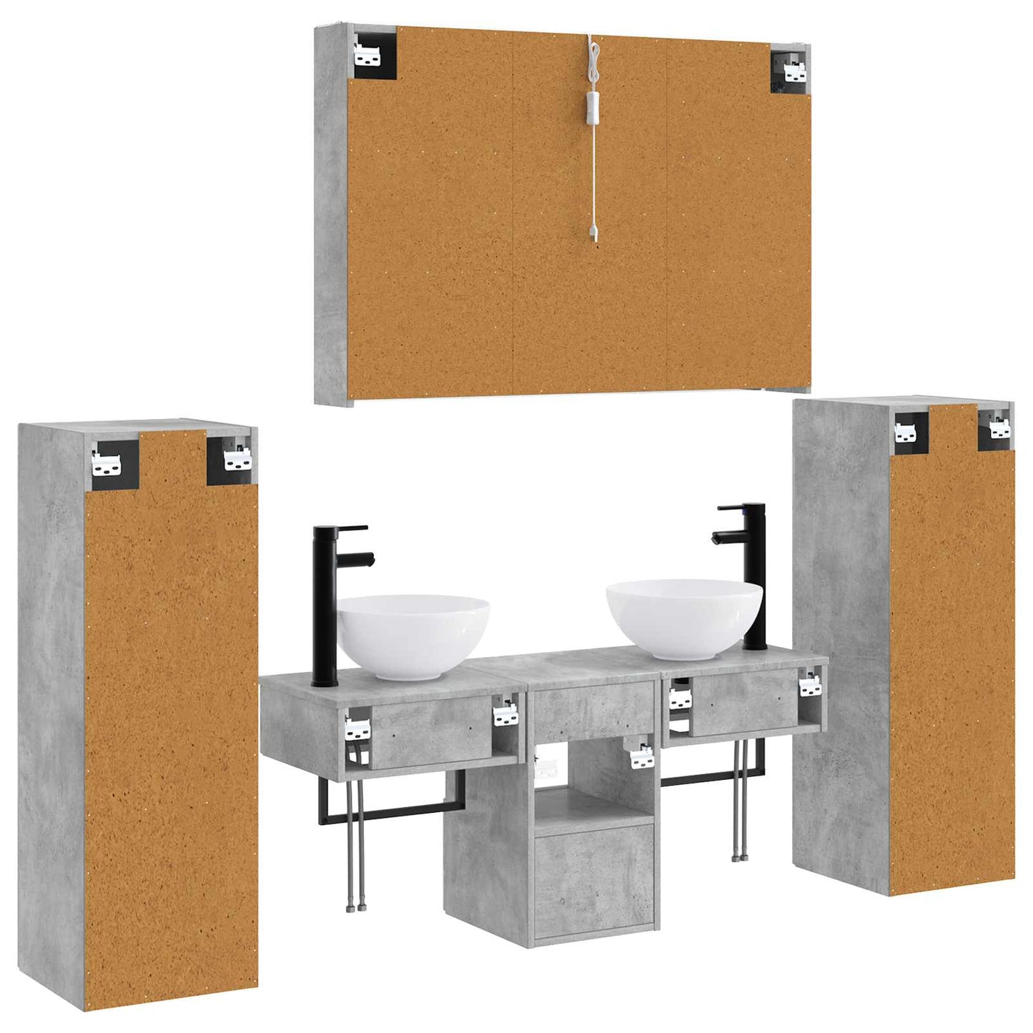 Bathroom Furniture Set 6 pcs Concrete Grey