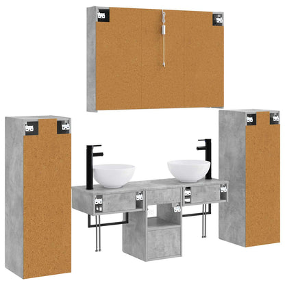 Bathroom Furniture Set 6 pcs Concrete Grey