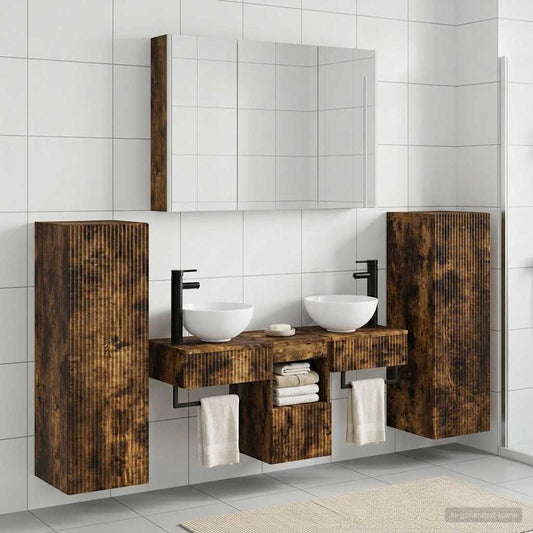 Bathroom Furniture Set 6 pcs Smoked Oak
