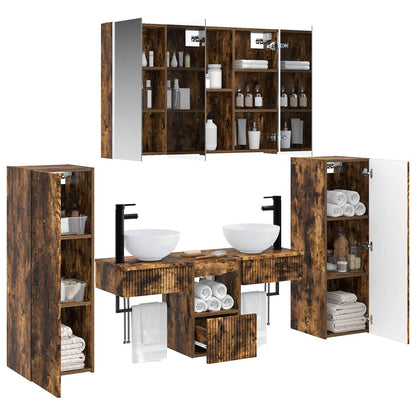 Bathroom Furniture Set 6 pcs Smoked Oak
