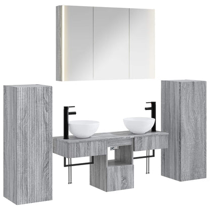 Bathroom Furniture Set 6 pcs Grey Sonoma