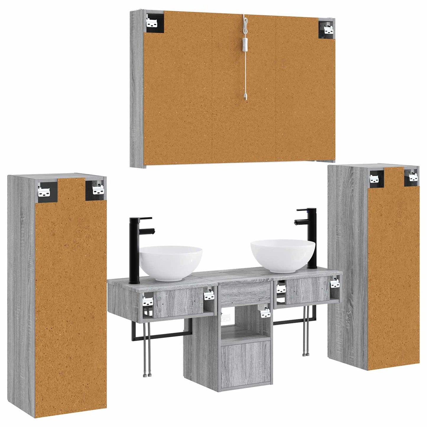 Bathroom Furniture Set 6 pcs Grey Sonoma