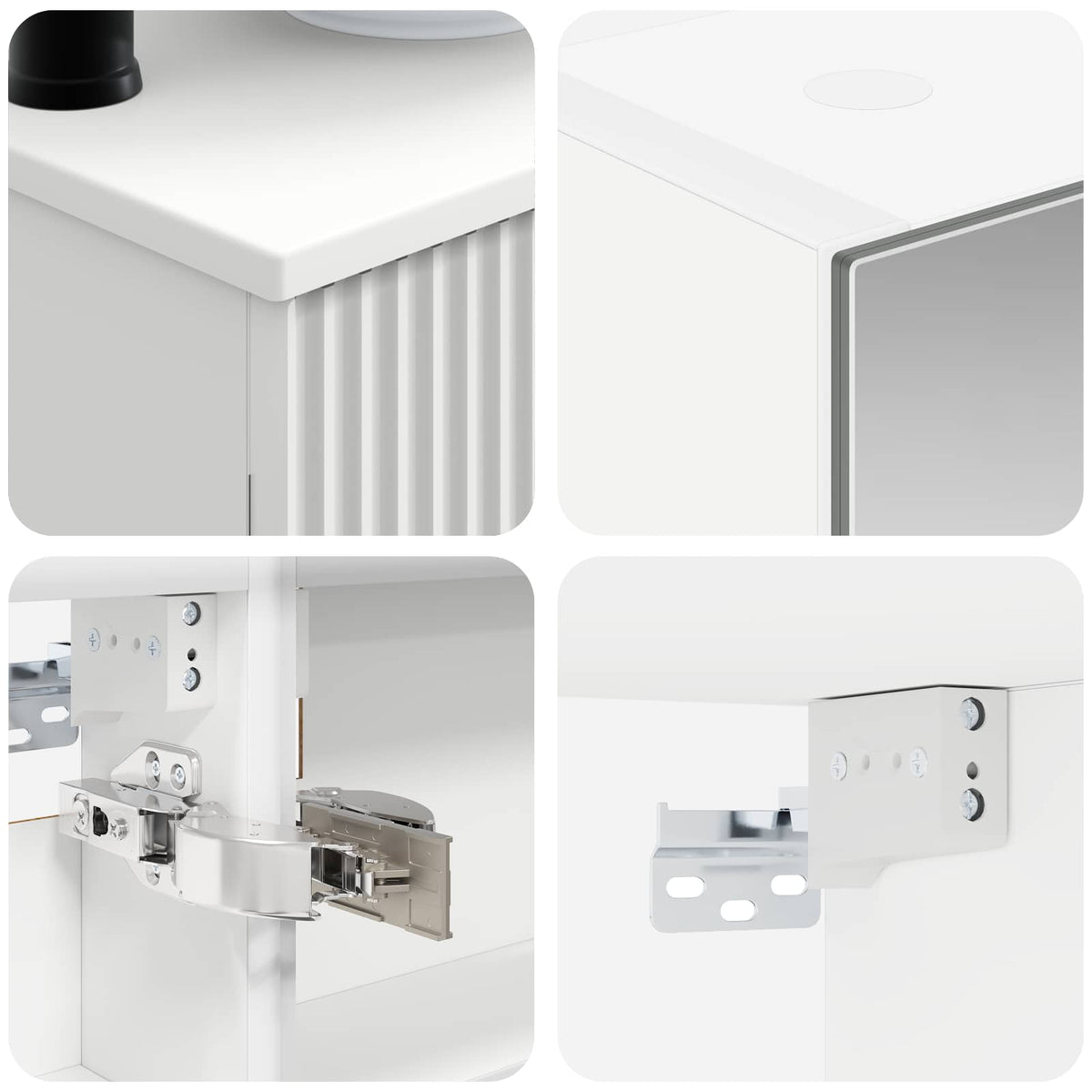 Bathroom Furniture Set 6 pcs White Engineered Wood and Glass