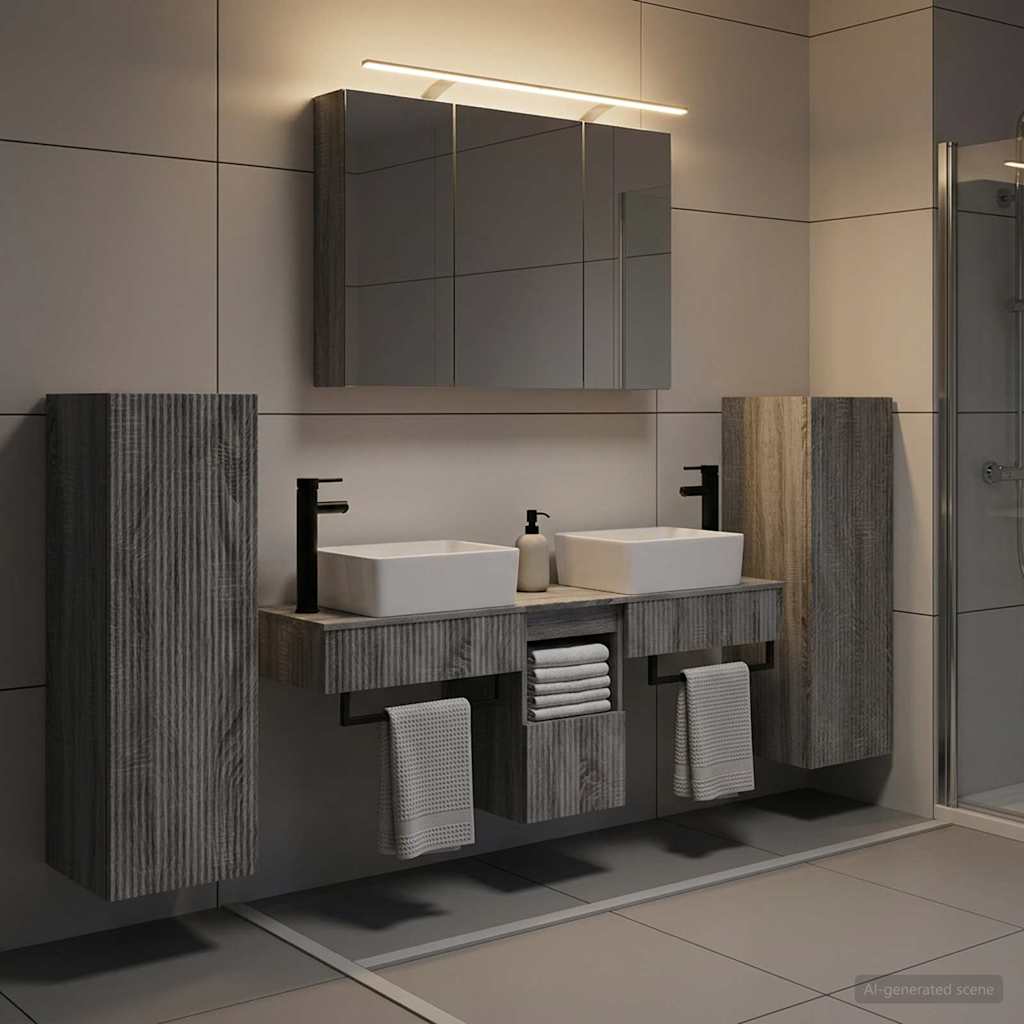 Bathroom Furniture Set 6 pcs Grey Sonoma