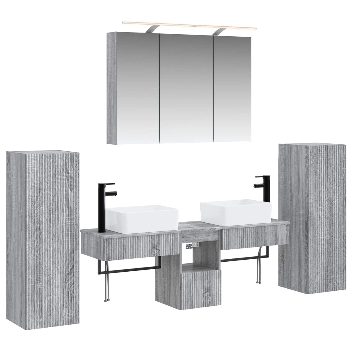 Bathroom Furniture Set 6 pcs Grey Sonoma