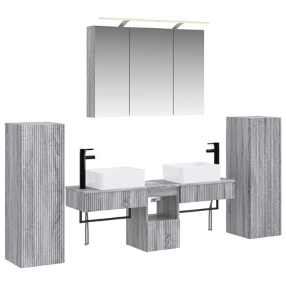 Bathroom Furniture Set 6 pcs Grey Sonoma