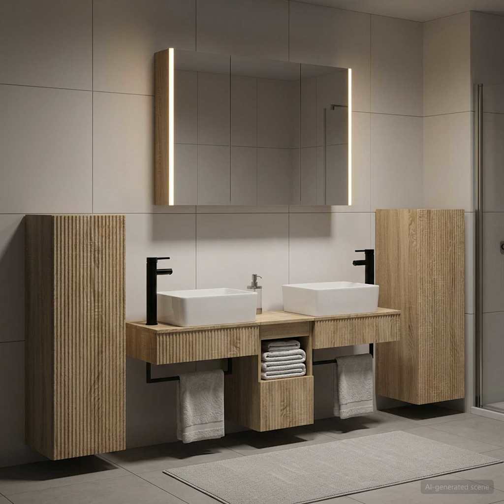 Bathroom Furniture Set 6 pcs Sonoma Oak