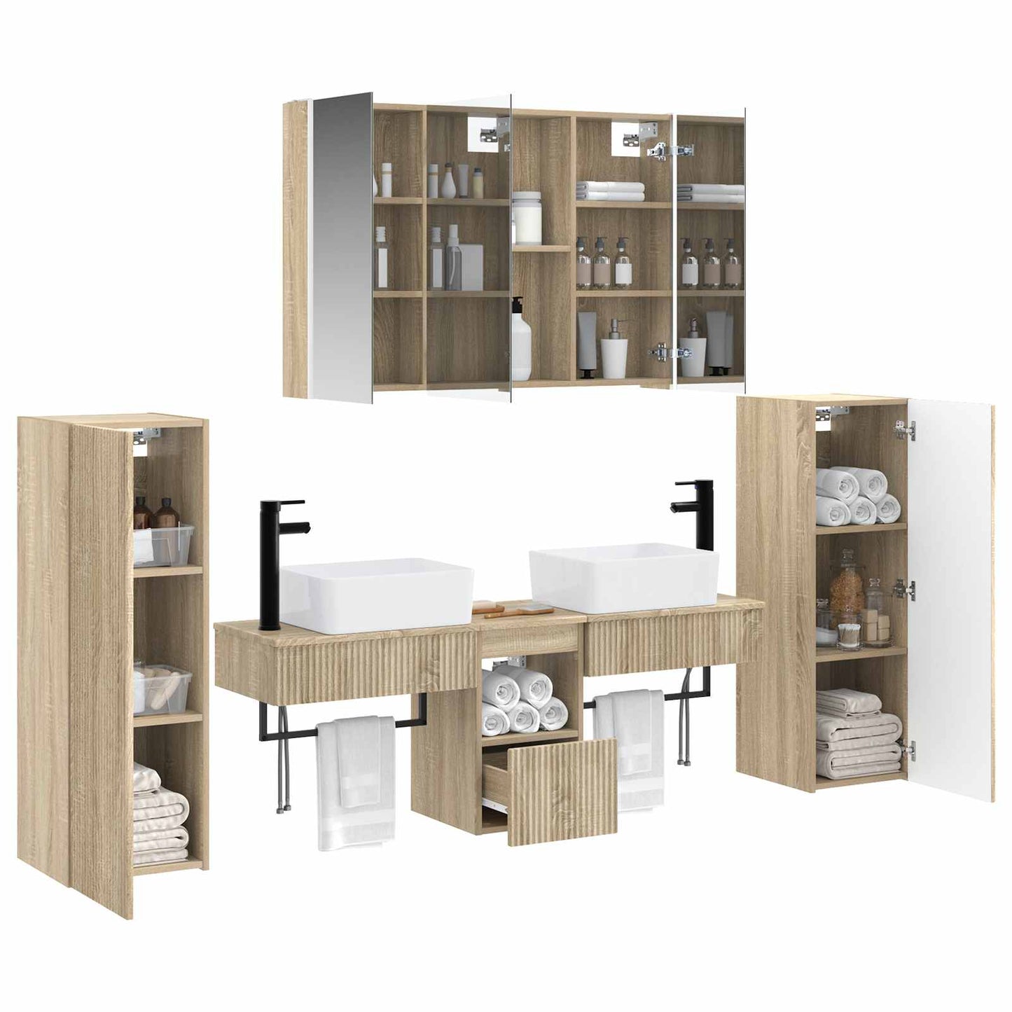 Bathroom Furniture Set 6 pcs Sonoma Oak