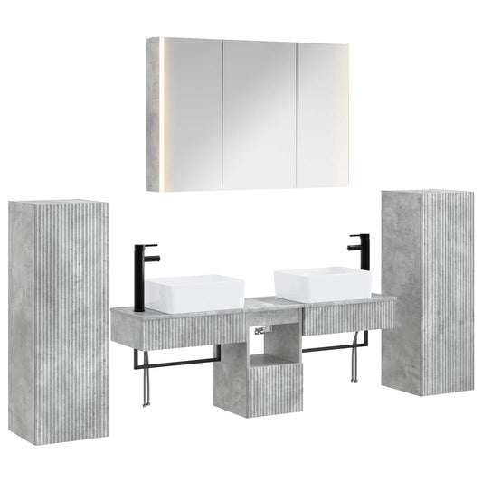 Bathroom Furniture Set 6 pcs Concrete Grey