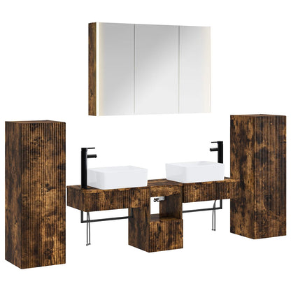 Bathroom Furniture Set 6 pcs Smoked Oak