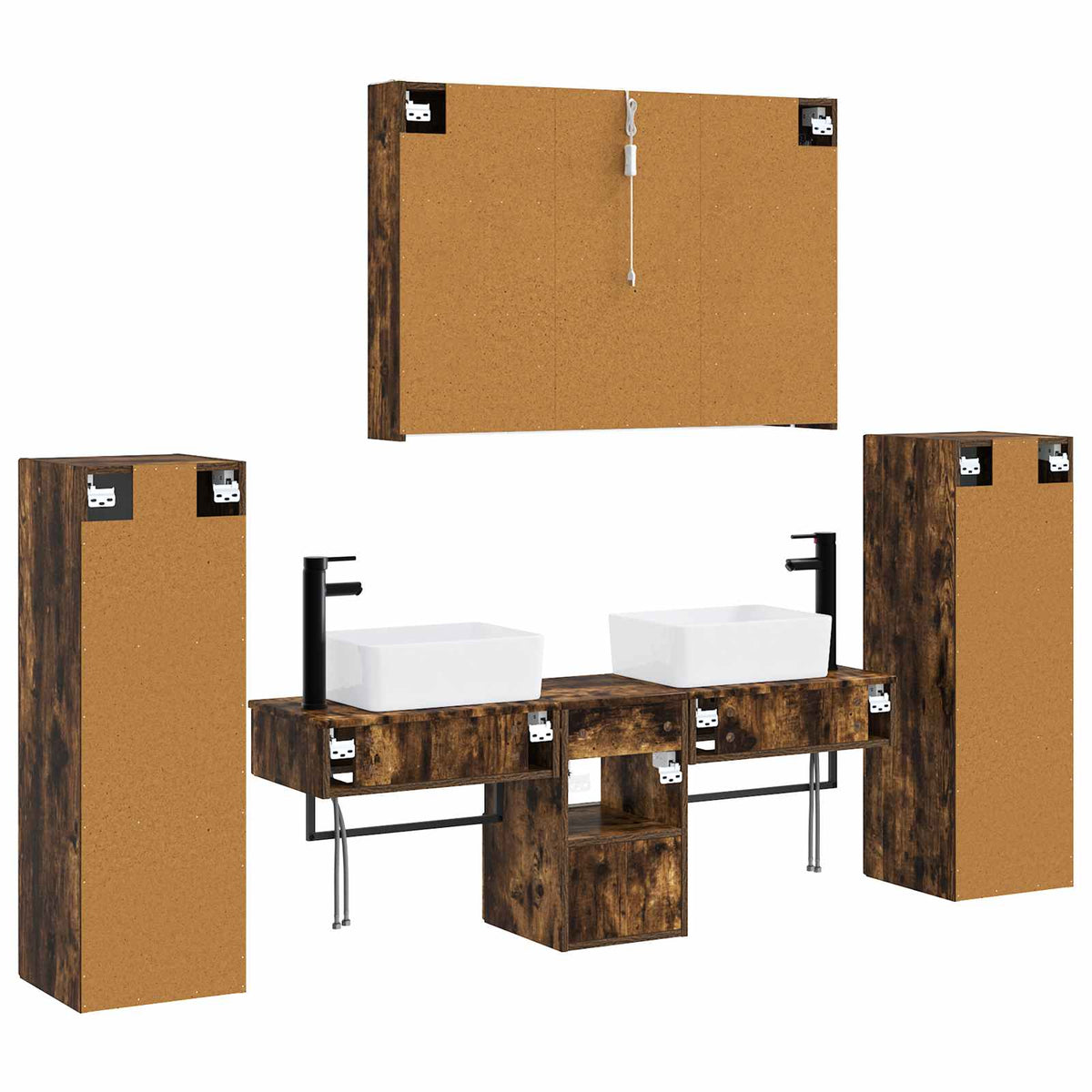 Bathroom Furniture Set 6 pcs Smoked Oak