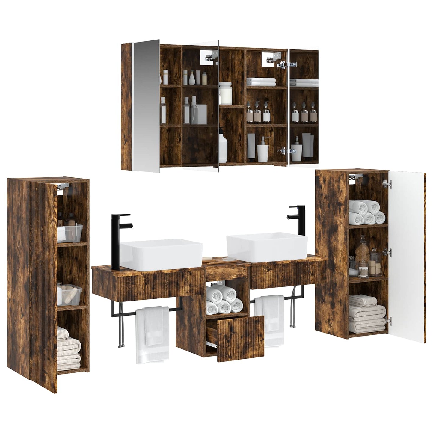 Bathroom Furniture Set 6 pcs Smoked Oak