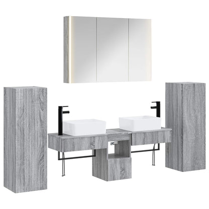 Bathroom Furniture Set 6 pcs Grey Sonoma