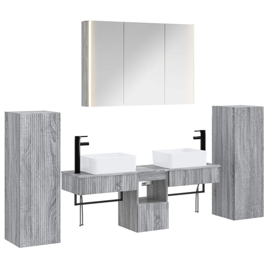 Bathroom Furniture Set 6 pcs Grey Sonoma