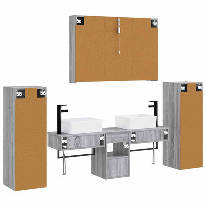 Bathroom Furniture Set 6 pcs Grey Sonoma