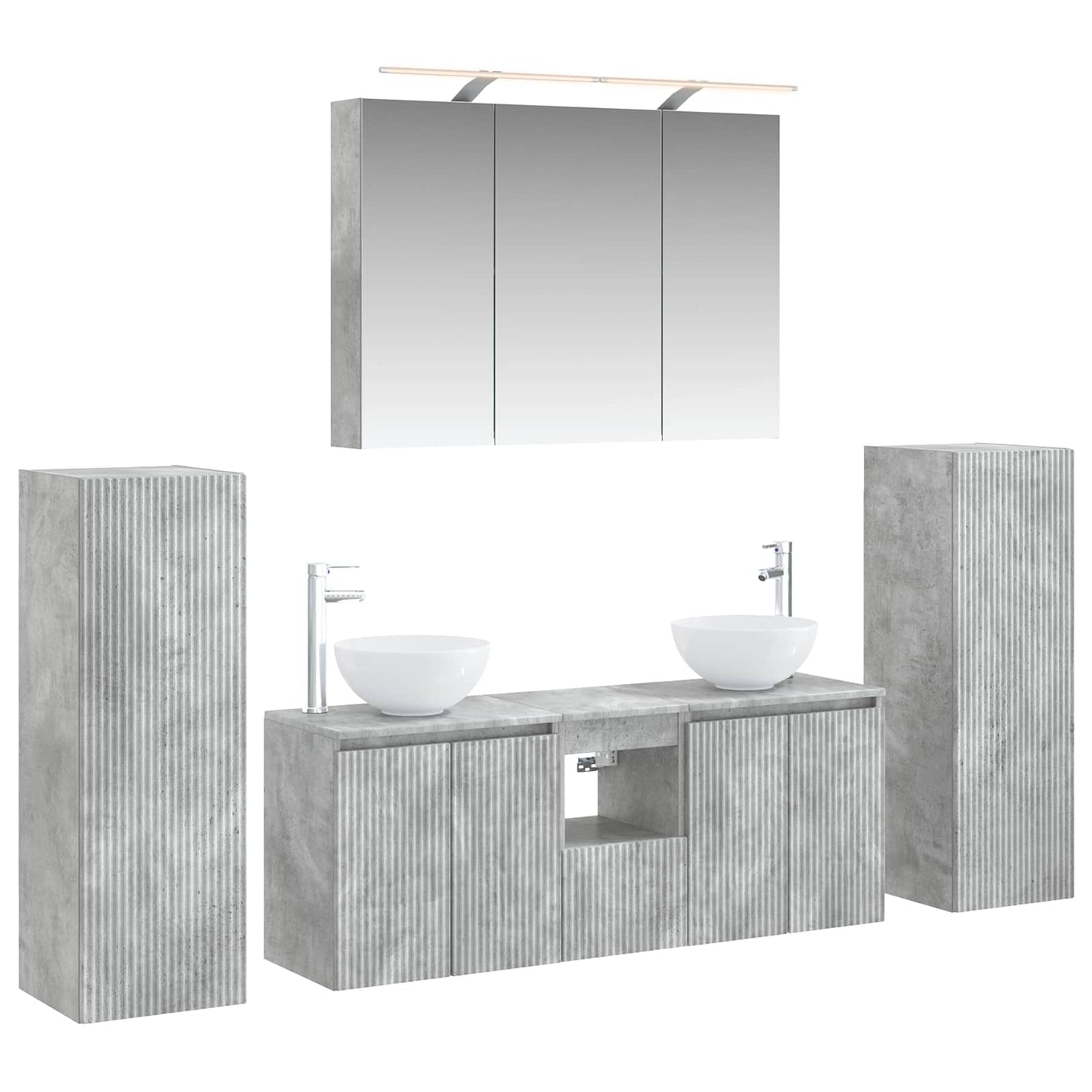 Bathroom Furniture Set 6 pcs Concrete Grey