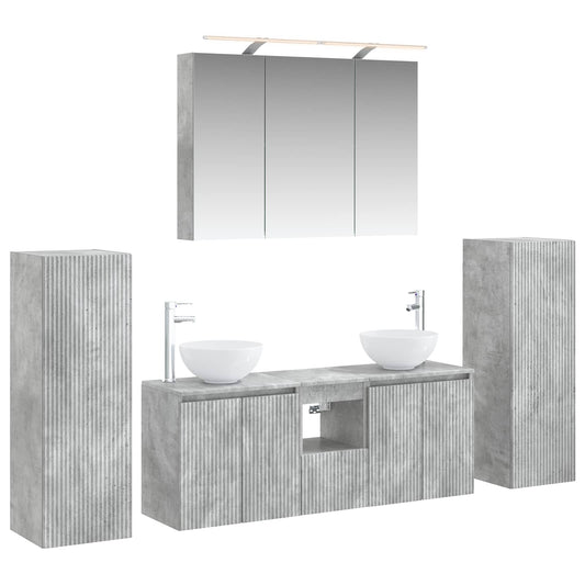 Bathroom Furniture Set 6 pcs Concrete Grey