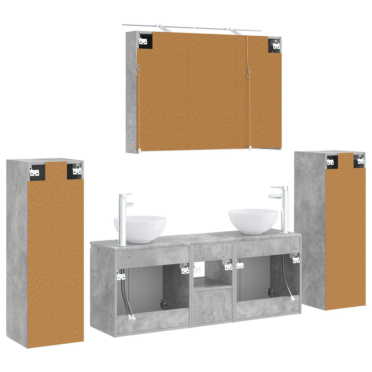 Bathroom Furniture Set 6 pcs Concrete Grey