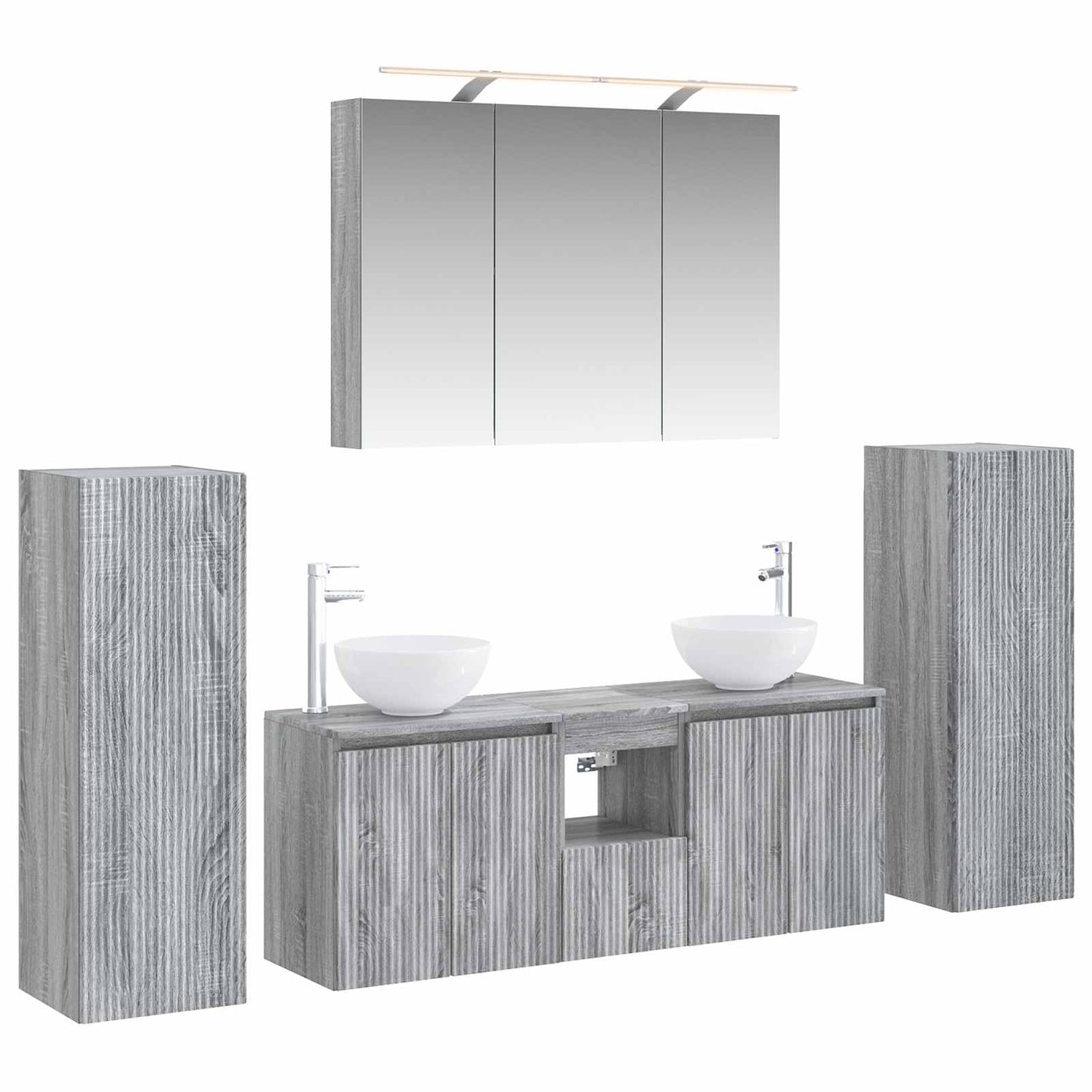 Bathroom Furniture Set 6 pcs Grey Sonoma
