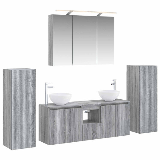 Bathroom Furniture Set 6 pcs Grey Sonoma