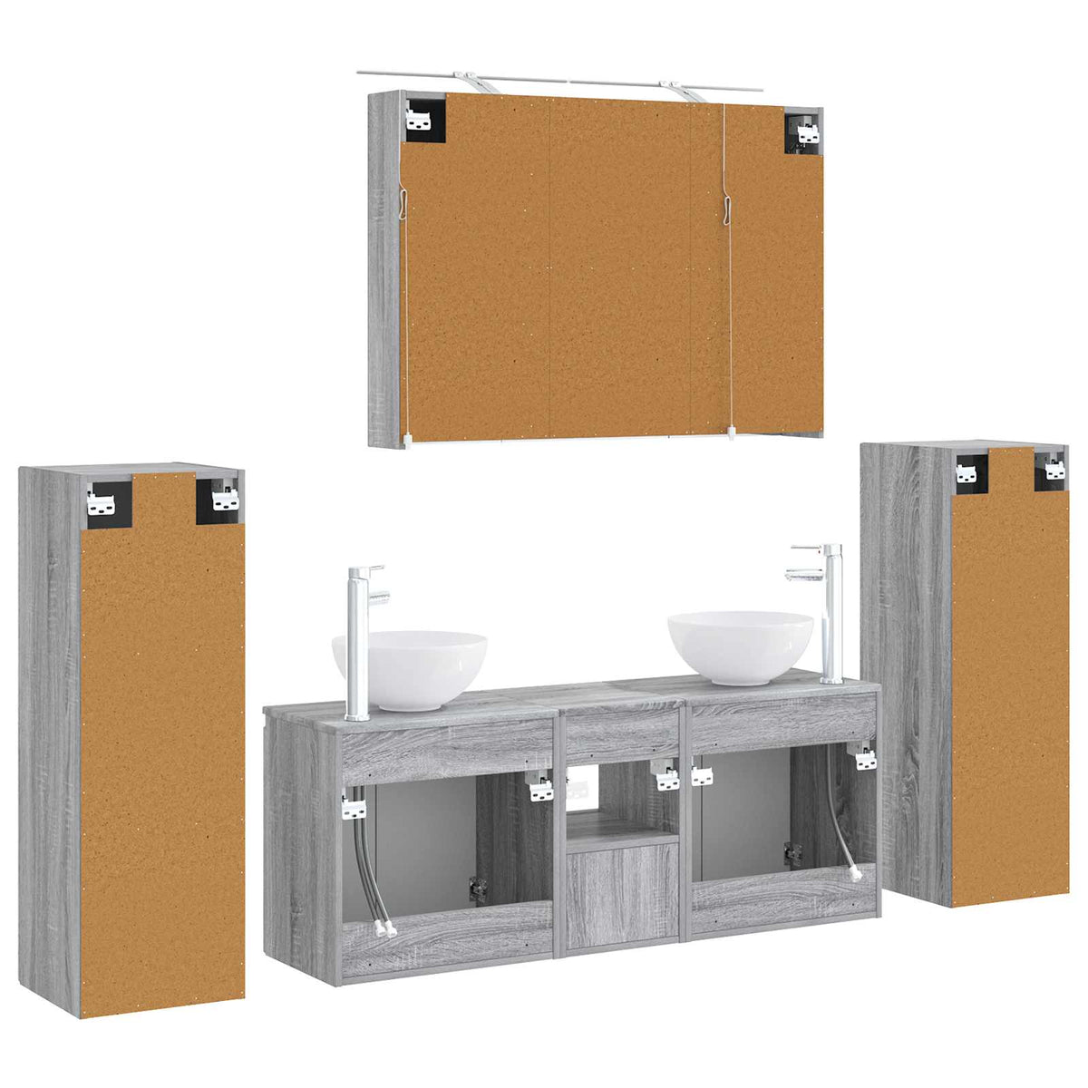 Bathroom Furniture Set 6 pcs Grey Sonoma