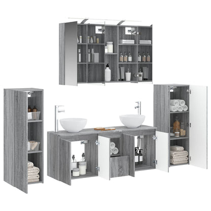 Bathroom Furniture Set 6 pcs Grey Sonoma