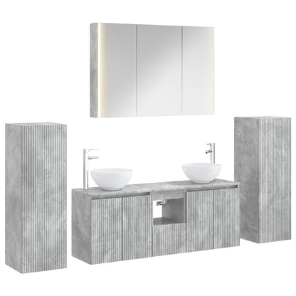 Bathroom Furniture Set 6 pcs Concrete Grey