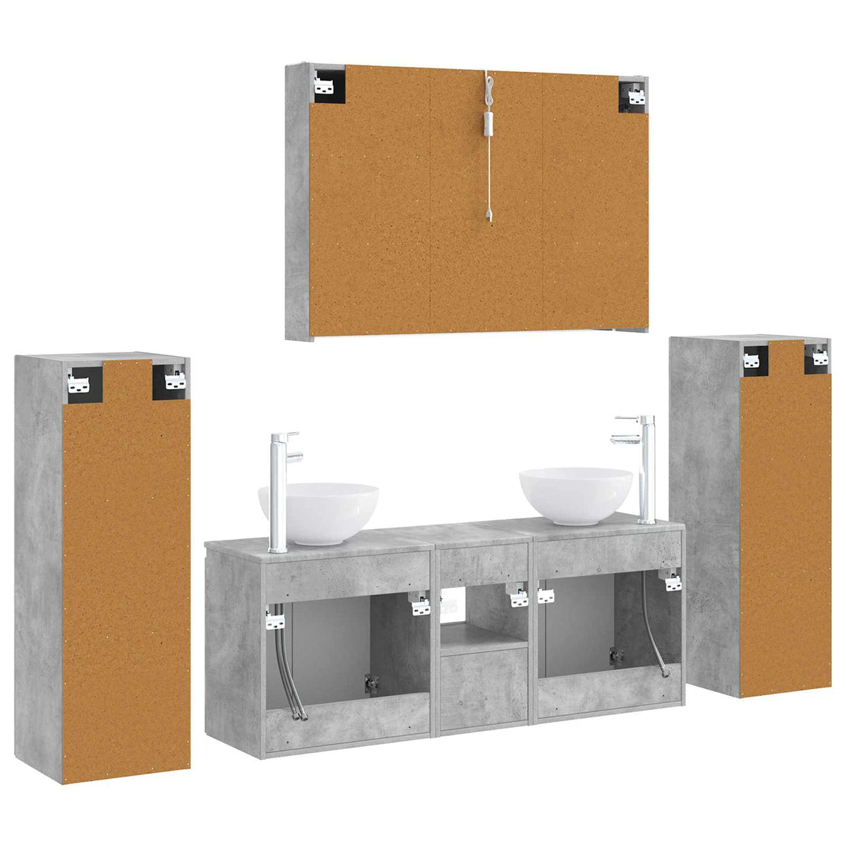 Bathroom Furniture Set 6 pcs Concrete Grey