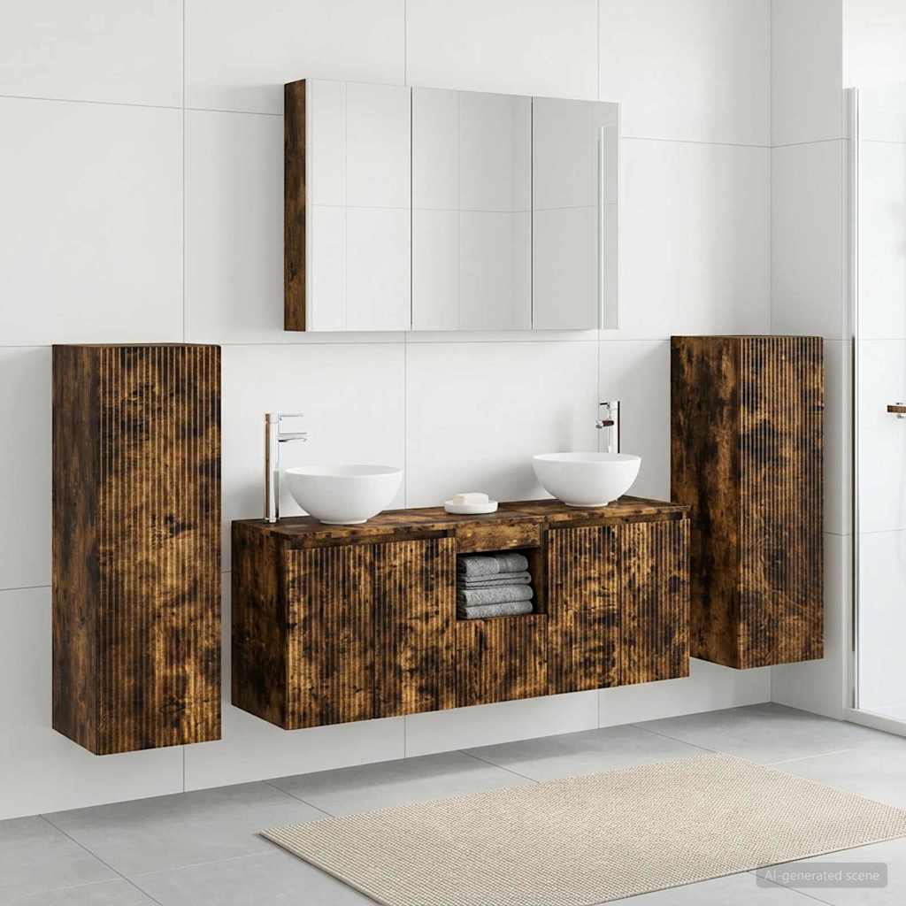 Bathroom Furniture Set 6 pcs Smoked Oak