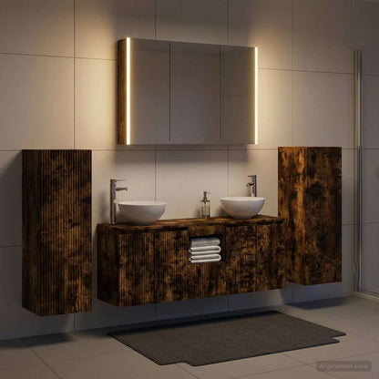 Bathroom Furniture Set 6 pcs Smoked Oak