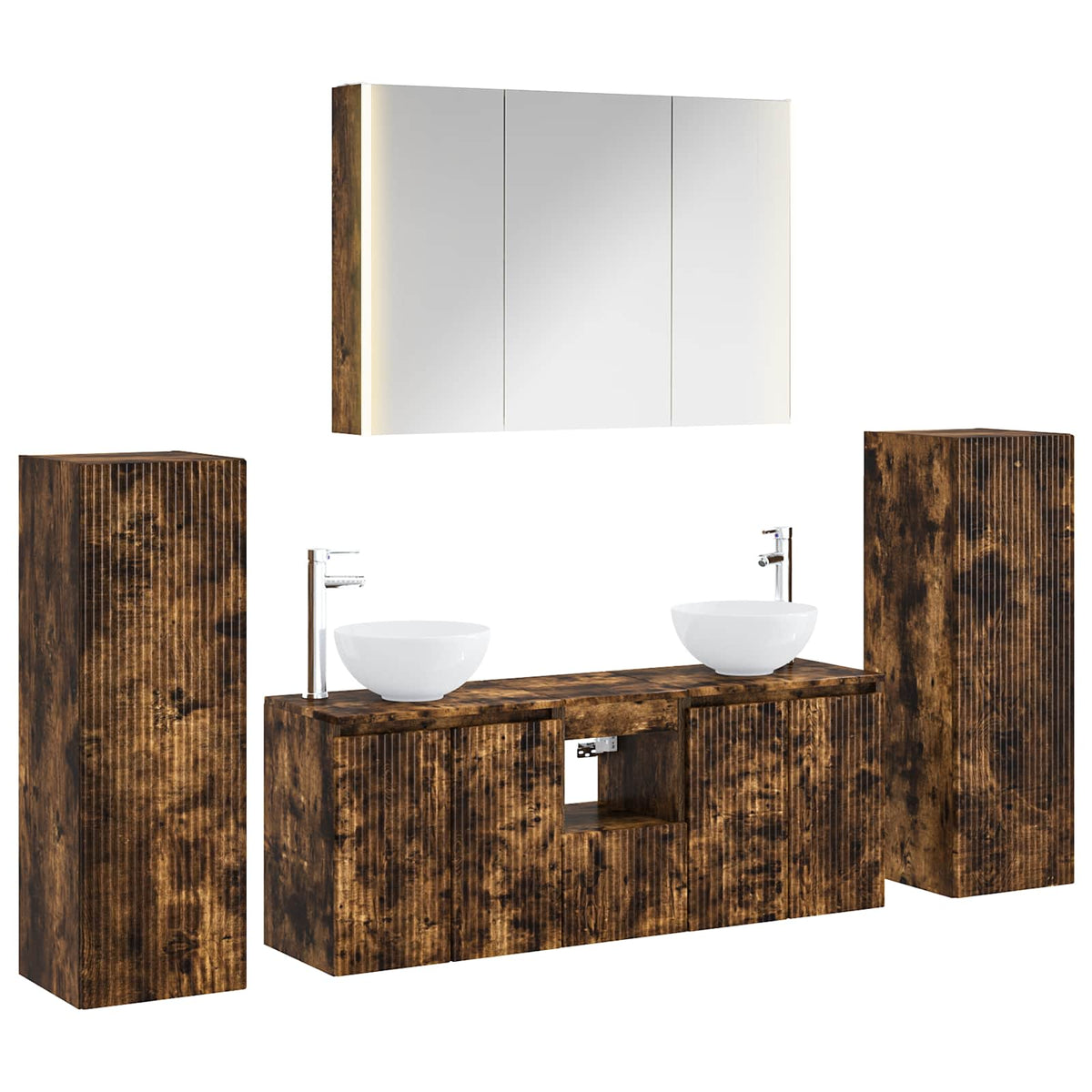 Bathroom Furniture Set 6 pcs Smoked Oak