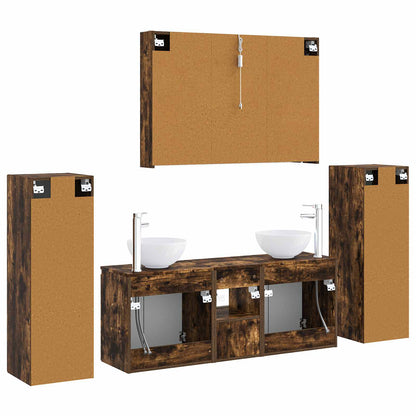 Bathroom Furniture Set 6 pcs Smoked Oak